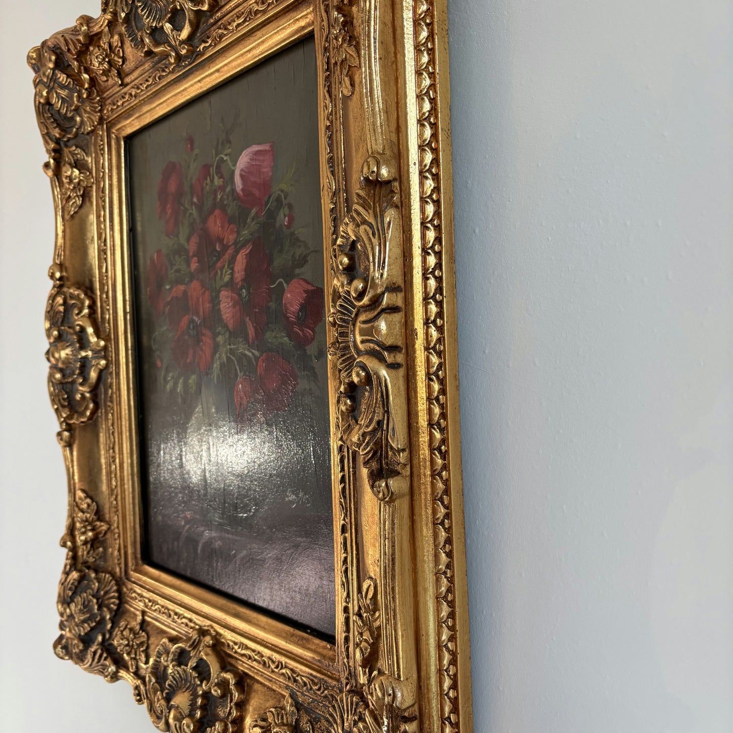 Remarkable Oil Painting Flowery Still Life "Poppy Bouquet" Classic Dutch Artwork