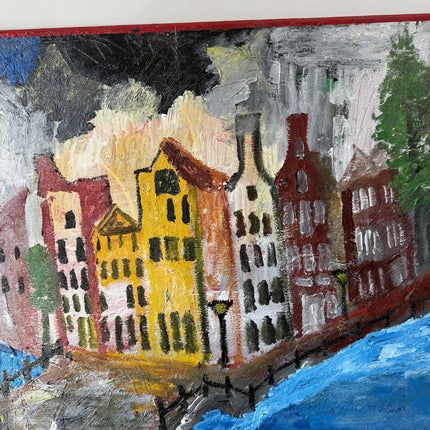 Marvelous Oil Painting Cityscape "Canal Houses" Fine Large Art Holland Art Shop
