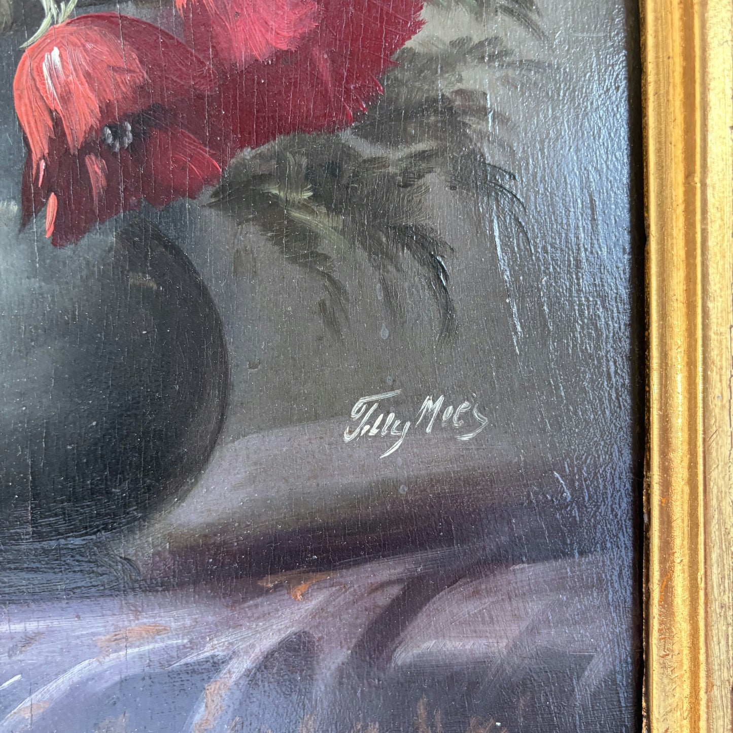 Remarkable Oil Painting Flowery Still Life "Poppy Bouquet" Classic Dutch Artwork