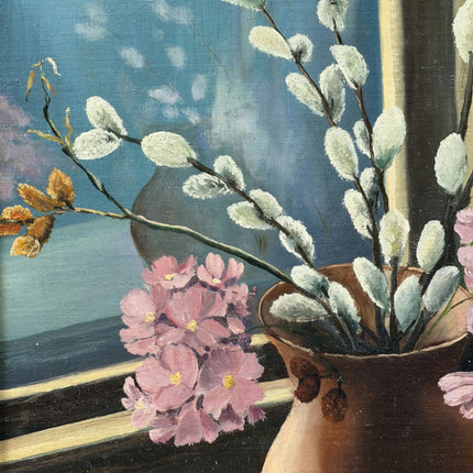 Detailed Floral Still Life Oil Painting "Pussy Willow" Expressive Small Artwork Holland Art Shop