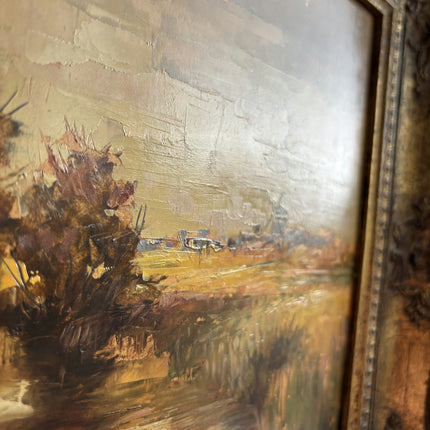 Vintage Landscape Oil Painting "Gilded Frame" Rustic Artwork Holland Art Shop