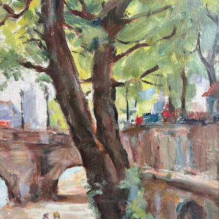 Elegant Cityscape Oil Painting "Stone Bridge" Handcrafted Art Holland Art Shop