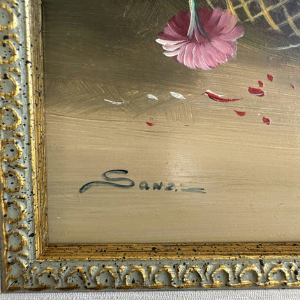 Detailed Floral Still Life Oil Painting "Flower Basket" Elegant Small Art Holland Art Shop