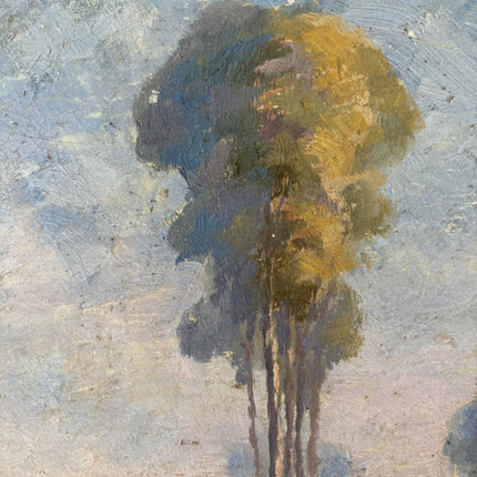 1922 Antique Interior Oil Painting "Tall Trees" Small Art Holland Art Shop