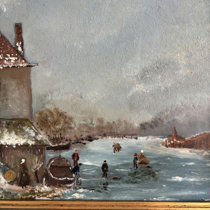 Elegant Winter Landscape Oil Painting "Gold Frame" Detailed Art Holland Art Shop