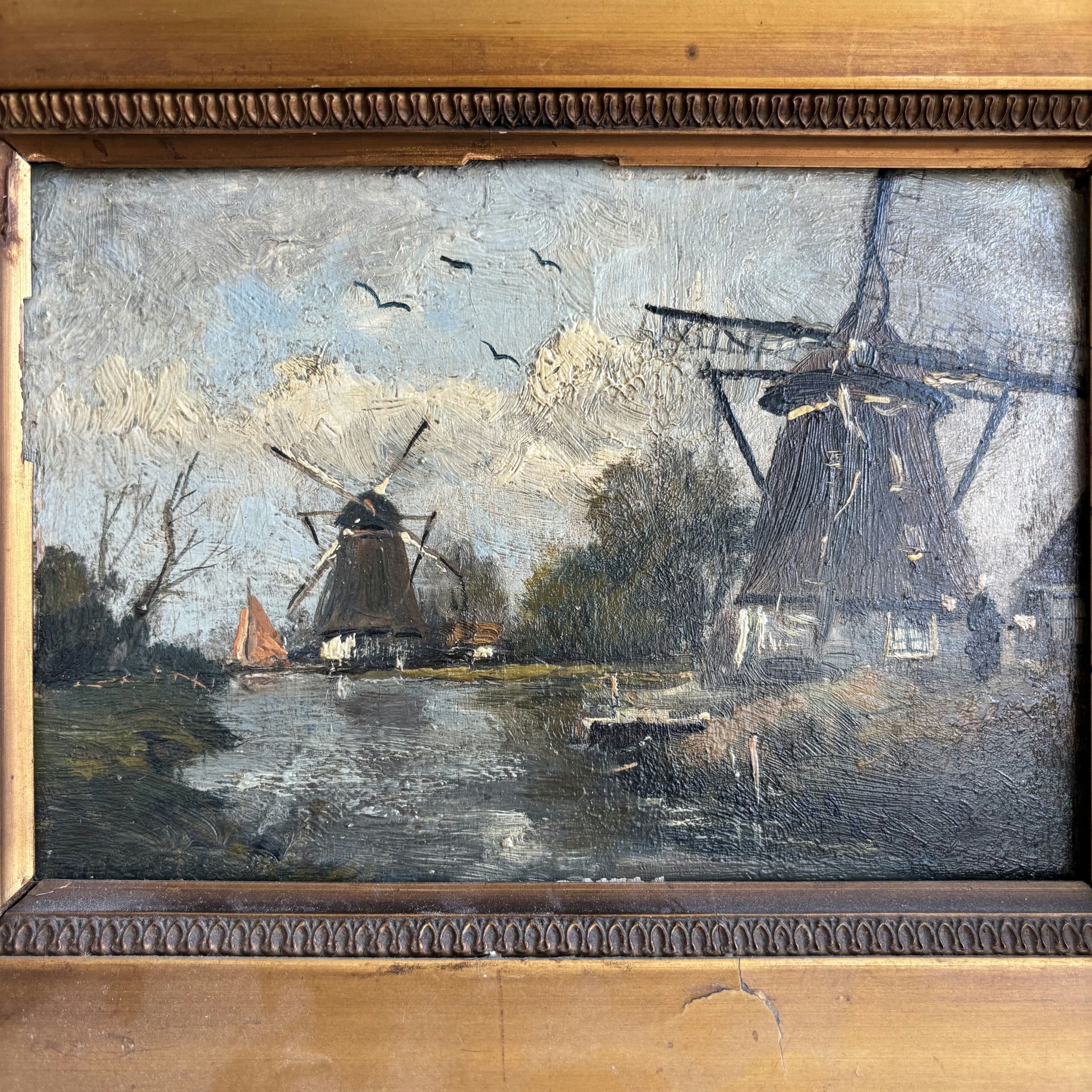 19th Century Antique Landscape Oil Painting 