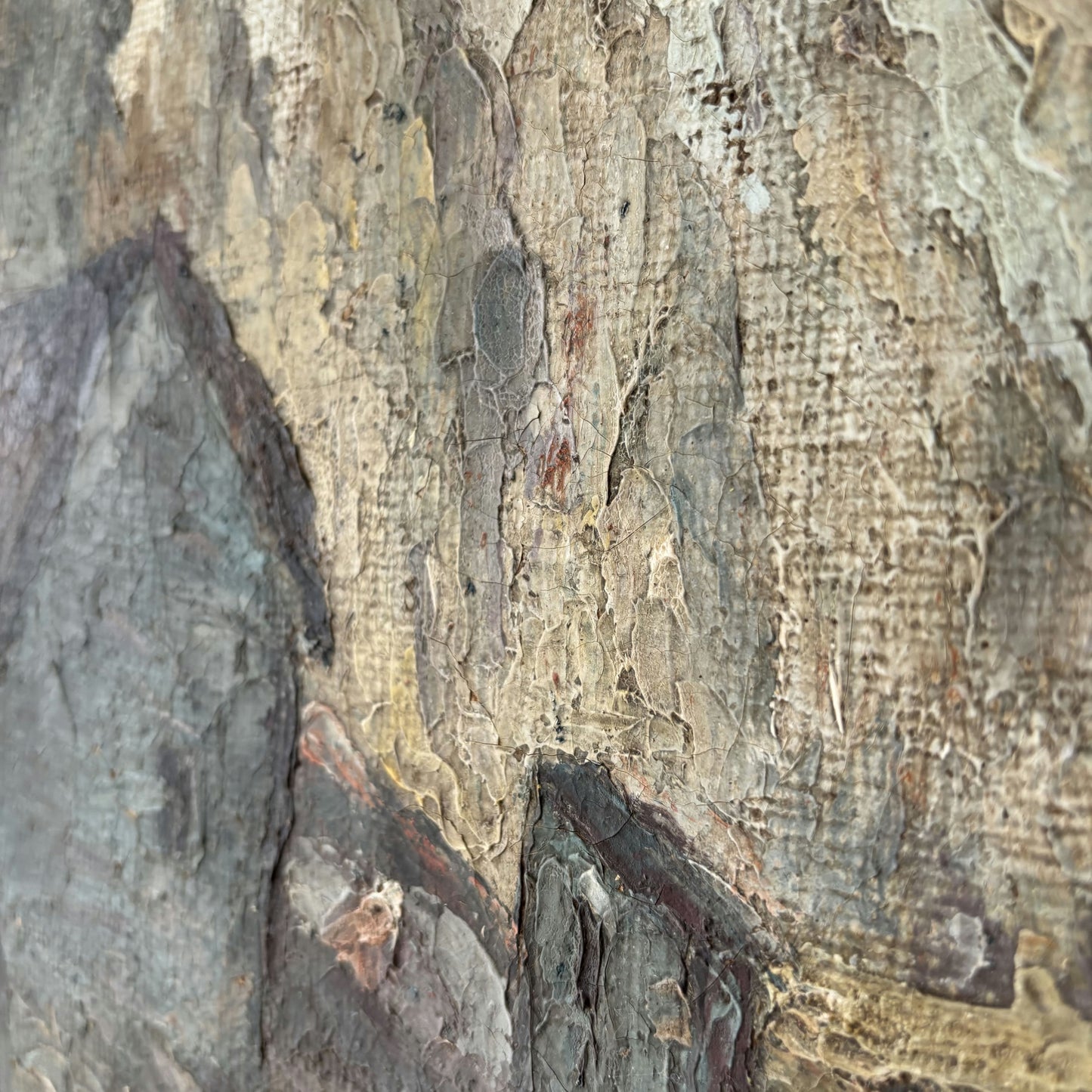 19th Century Landscape Oil Painting "River Cottage" Medium Art