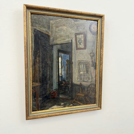 K Vercruysse Handcrafted Interior Oil Painting "Wooden Chair" Timeless Artwork Holland Art Shop