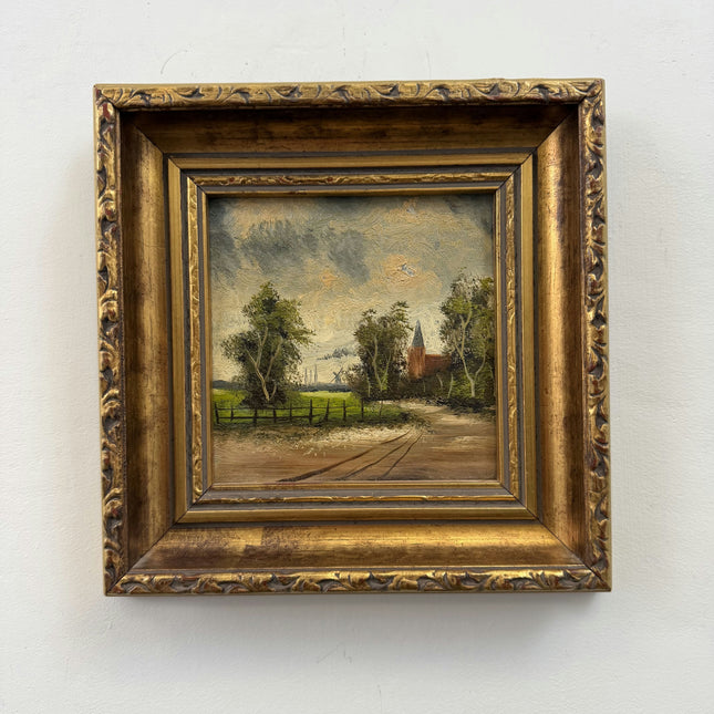 Detailed Landscape Oil Painting "Gilded Frame" Timeless Small Artwork Holland Art Shop