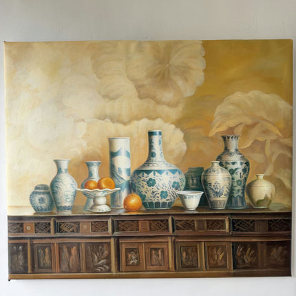 Refined Still Life Oil Painting "Blue Vase" Classic Art Holland Art Shop