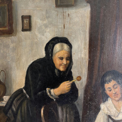 Rustic Figurative Oil Painting "Nursing Mother" Elegant Art Holland Art Shop