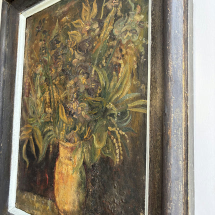19th Century Antique Floral Still Life Oil Painting "Golden Vase" Large Artwork Holland Art Shop