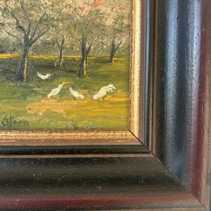 Rustic Interior Oil Painting "Blossom Trees" Expressive Small Artwork Holland Art Shop