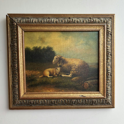 19th Century Antique Animals Oil Painting "Grazing Sheep" Artwork Holland Art Shop