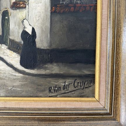 Traditional Cityscape Oil Painting "Solitary Nun" Original Artwork Holland Art Shop