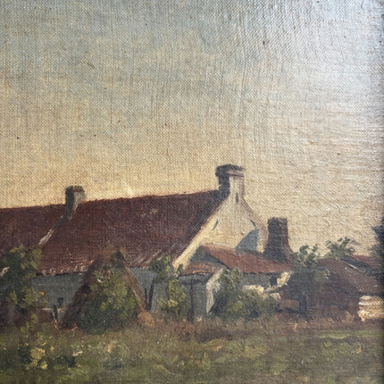 19th Century Antique Farm Oil Painting "Gilded Frame" Art Holland Art Shop