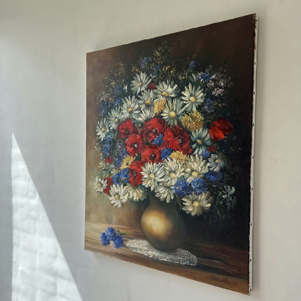 Timeless Floral Still Life Oil Painting "Canvas Backside" Authentic Artwork Holland Art Shop