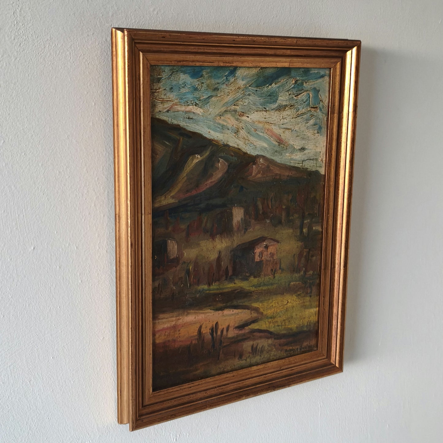 Classic 'Hill Landscape' Greenery Mid 20th Century Beautiful Oil Painting