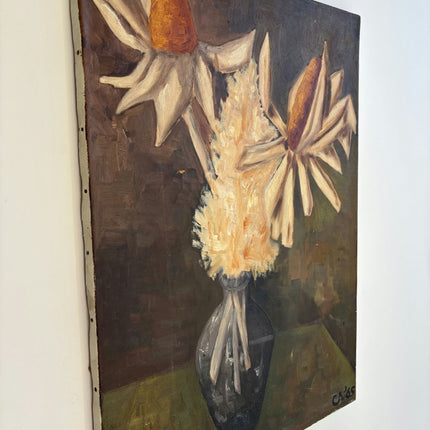 Rustic Floral Still Life Oil Painting "Sunflower Vase" Vintage Artwork Holland Art Shop