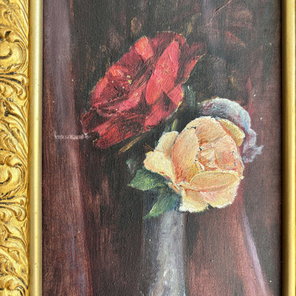 Traditional Floral Still Life Oil Painting "Single Rose" Vintage French  Artwork Holland Art Shop
