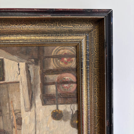 Original Interior Oil Painting "Wooden Cabinet" Handcrafted Large Art Holland Art Shop