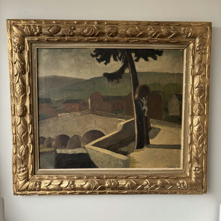 1942 Cityscape "Stone Bridge" Large Art Holland Art Shop