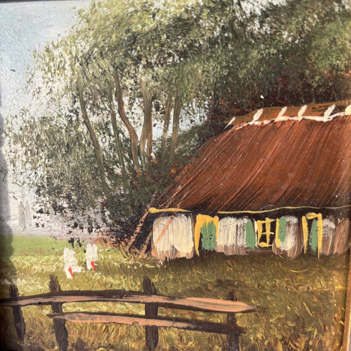 Original Landscape Oil Painting "Thatched Cottage" Traditional Small Art