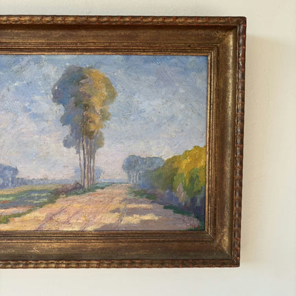 1922 Antique Interior Oil Painting "Tall Trees" Small Art Holland Art Shop