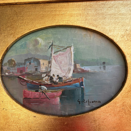 Timeless Harbor Scene Oil Painting "Gilded Frame" Classic Small Artwork Holland Art Shop