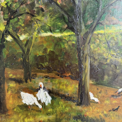 Original Animals Oil Painting "White Geese" Detailed Art Holland Art Shop