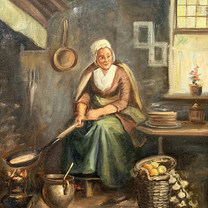 Refined Interior Oil Painting "Cooking Woman" Authentic Artwork Holland Art Shop