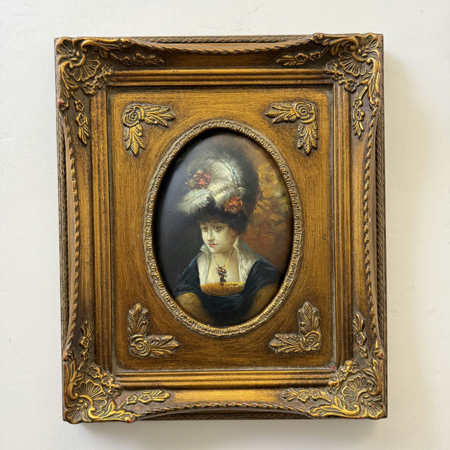 Handcrafted Portrait Oil Painting "Young Woman" Elegant Small Artwork Holland Art Shop