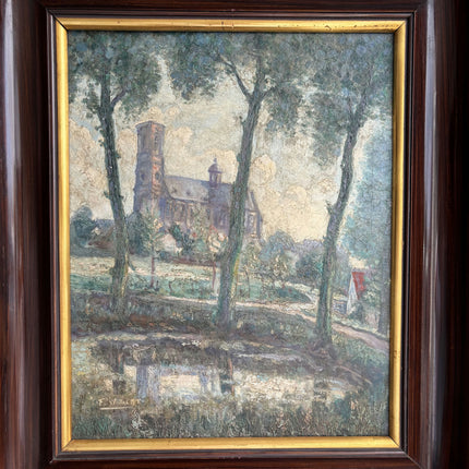 Ferdinand Willaert Rustic Landscape Oil Painting "Country Church" Timeless Art Holland Art Shop