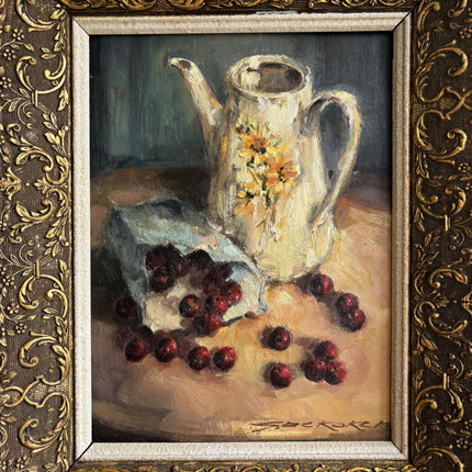 Traditional Still Life Oil Painting "Flowered Pitcher" Refined Belgique Art Holland Art Shop