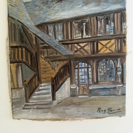 Original Cityscape Oil Painting "Wooden Staircase" Classic Art Holland Art Shop