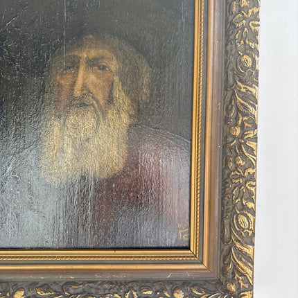 19th Century Antique Portrait Oil Painting "Old Man" Small Artwork Holland Art Shop