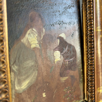19th Century Antique Portrait Oil Painting "Ornate Frame" Small Art Holland Art Shop