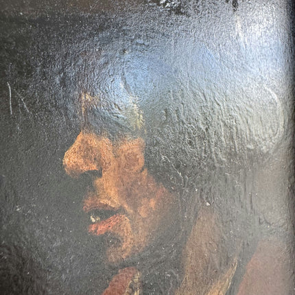 19th Century Antique Portrait Oil Painting "Seated Man" Small Art Holland Art Shop