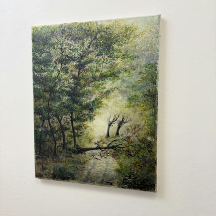 Rustic Landscape Oil Painting "Misty Trees" Handcrafted Art Holland Art Shop
