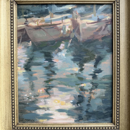 Timeless Harbor Scene Oil Painting "Painted Water" Rustic Art Holland Art Shop