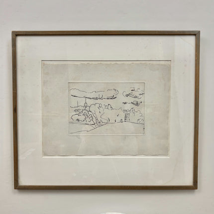 Original Landscape Etching "Framed Print" Rustic Art Holland Art Shop