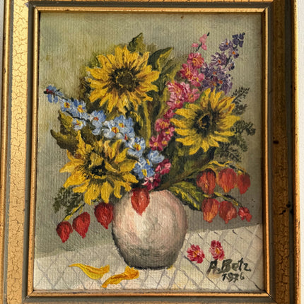 Expressive Floral Still Life Oil Painting "Flower Vase" Traditional Small Art Holland Art Shop