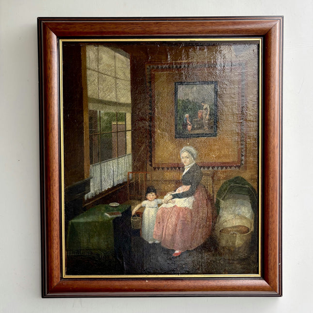 19th Century Antique Figurative Oil Painting "Seated Woman" Artwork Holland Art Shop