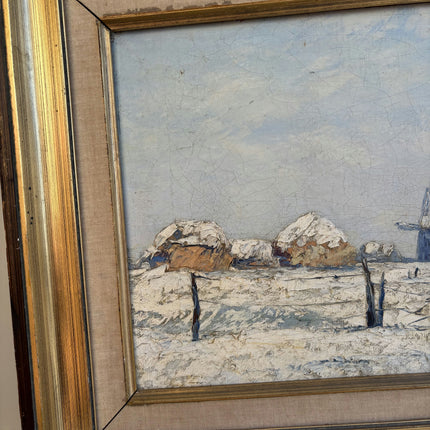 Expressive Winter Landscape Oil Painting "Snow Fence" Detailed Art Holland Art Shop