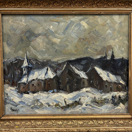 Handcrafted Winter Landscape Oil Painting "Snowy Village" Russian Artwork Holland Art Shop
