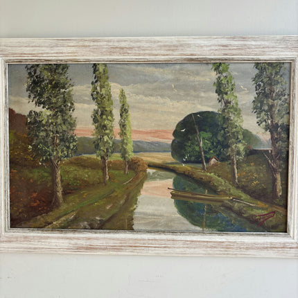 Vintage Landscape Oil Painting "River Path" Authentic Artwork Holland Art Shop