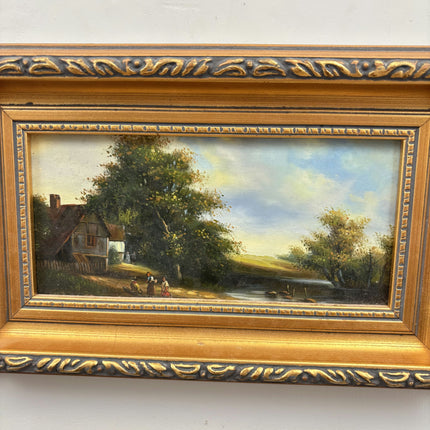 Timeless Landscape Oil Painting "Golden Frame" Authentic Small Art Holland Art Shop