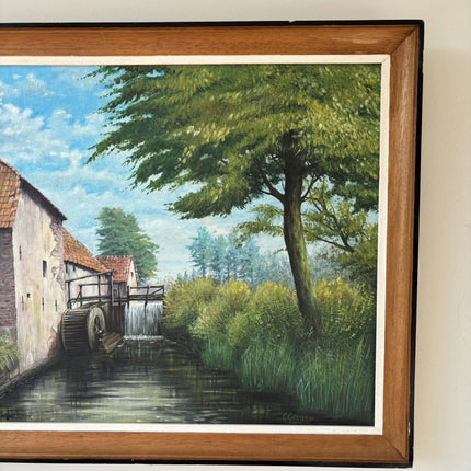 Original Landscape Oil Painting "Watermill Wheel" Traditional Artwork Holland Art Shop