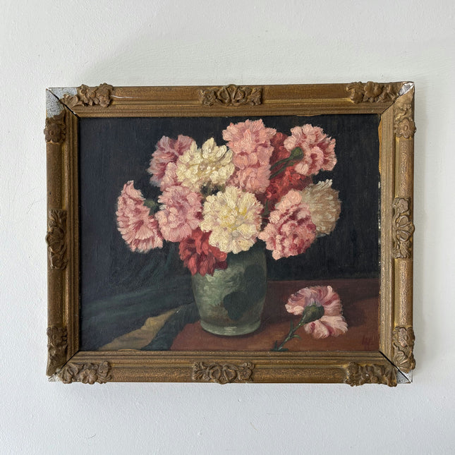 Vintage Floral Still Life Oil Painting "Vase Flowers" Authentic Small Art Holland Art Shop