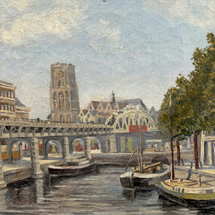 Timeless Cityscape Oil Painting "Harbor Bridge" Detailed Small Art Holland Art Shop
